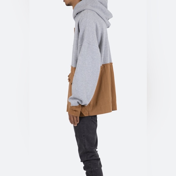 MNML Outerwear Oversized Gray & Brown Mash Up Hoodie | Size Medium - Picture 16 of 16